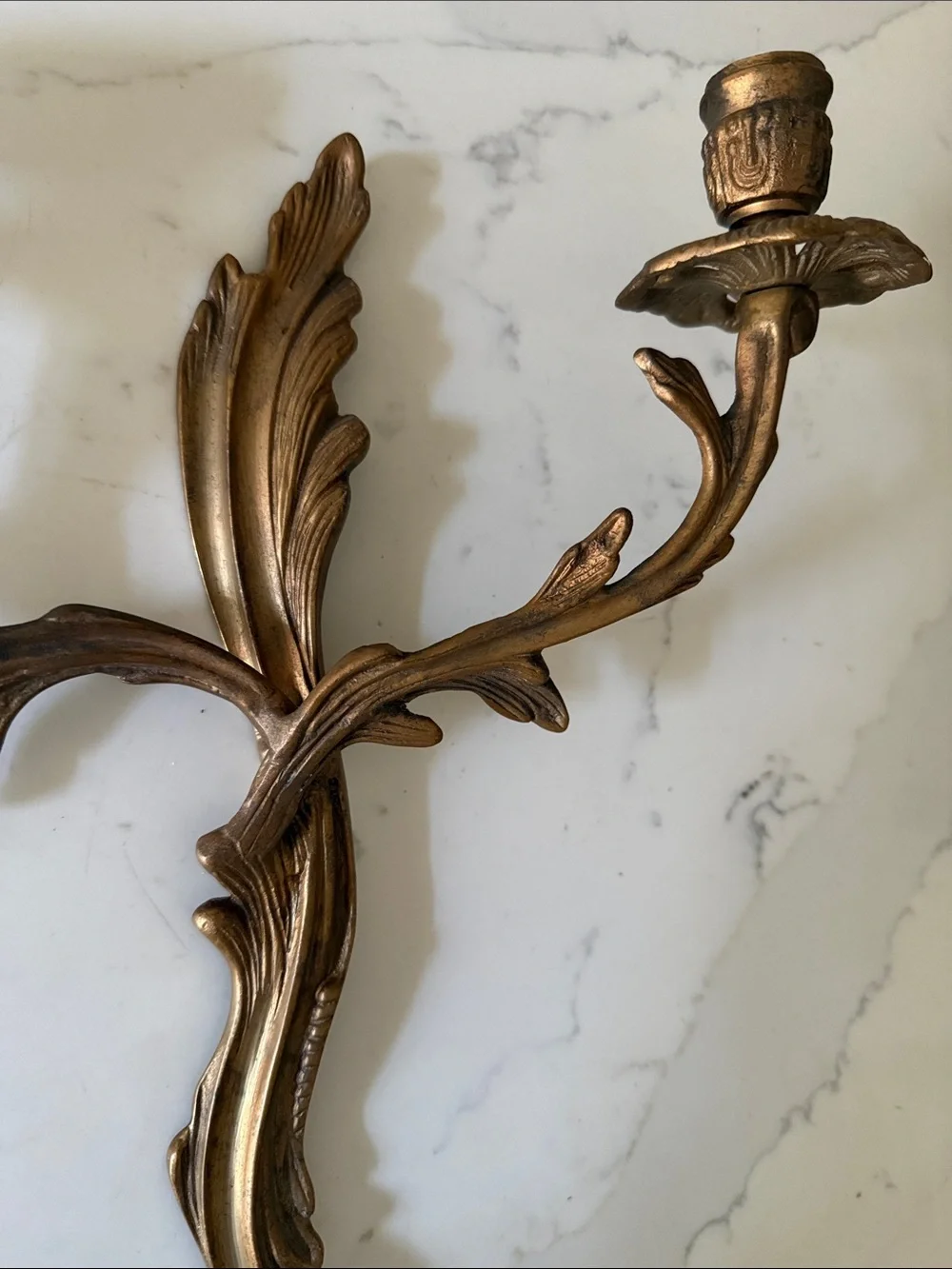Vintage Art Deco Style Ornate Bronze Brass Candle Wall Sconce